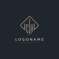 CH initial logo with curved rectangle style design vector