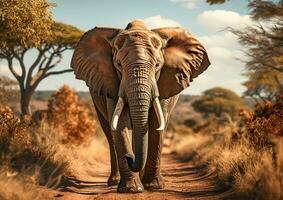 Majestic wild elephant. AI generated nature masterpiece. photo