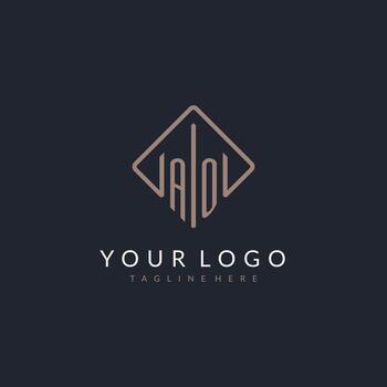 AO initial logo with curved rectangle style design vector