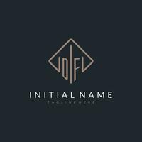 DF initial logo with curved rectangle style design vector