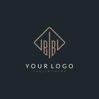 BB initial logo with curved rectangle style design vector