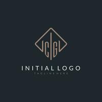 CG initial logo with curved rectangle style design vector