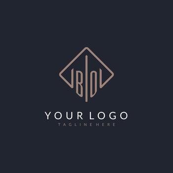BO initial logo with curved rectangle style design vector