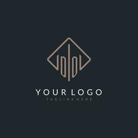 DO initial logo with curved rectangle style design vector