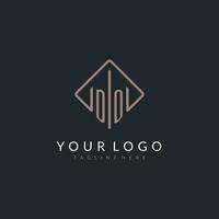 DO initial logo with curved rectangle style design vector