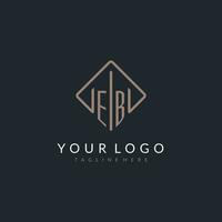 EB initial logo with curved rectangle style design vector