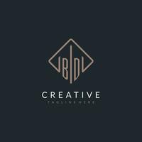 BD initial logo with curved rectangle style design vector