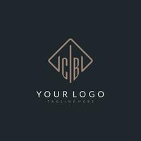 CB initial logo with curved rectangle style design vector