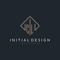 CL initial logo with curved rectangle style design vector