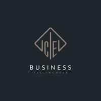 CE initial logo with curved rectangle style design vector