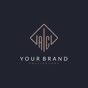 AC initial logo with curved rectangle style design vector
