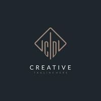 CD initial logo with curved rectangle style design vector