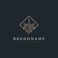 CV initial logo with curved rectangle style design vector