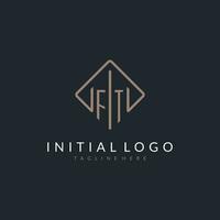 FT initial logo with curved rectangle style design vector