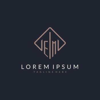 EM initial logo with curved rectangle style design vector