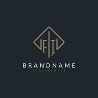 FI initial logo with curved rectangle style design vector