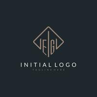 EG initial logo with curved rectangle style design vector