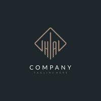 HA initial logo with curved rectangle style design vector