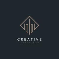 ID initial logo with curved rectangle style design vector