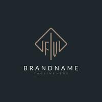 FV initial logo with curved rectangle style design vector