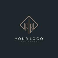 FB initial logo with curved rectangle style design vector