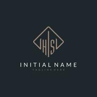 HS initial logo with curved rectangle style design vector