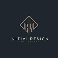 GY initial logo with curved rectangle style design vector