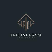 FG initial logo with curved rectangle style design vector