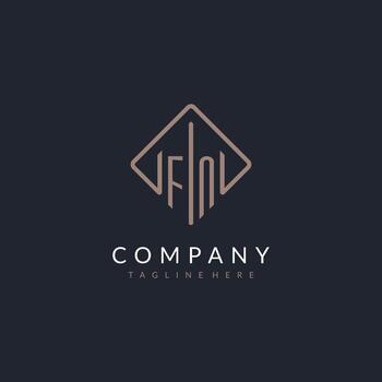 FN initial logo with curved rectangle style design vector