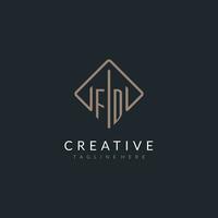 FD initial logo with curved rectangle style design vector