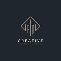 FD initial logo with curved rectangle style design vector