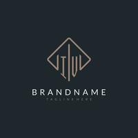 IV initial logo with curved rectangle style design vector