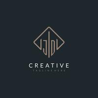 JD initial logo with curved rectangle style design vector