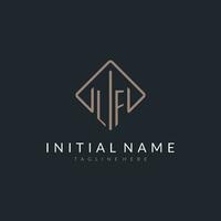 LF initial logo with curved rectangle style design vector