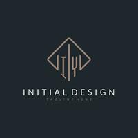 IY initial logo with curved rectangle style design vector