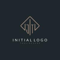 JT initial logo with curved rectangle style design vector