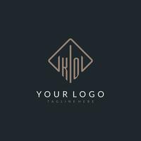 KO initial logo with curved rectangle style design vector