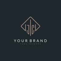 JC initial logo with curved rectangle style design vector