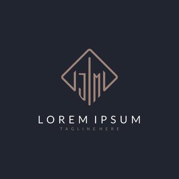 JM initial logo with curved rectangle style design vector