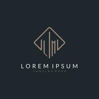 LM initial logo with curved rectangle style design vector
