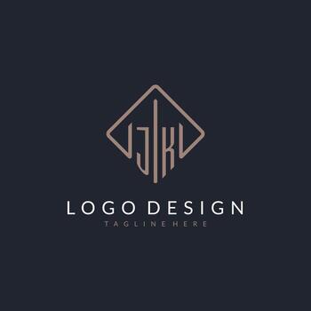 JK initial logo with curved rectangle style design vector