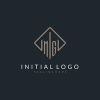 MG initial logo with curved rectangle style design vector