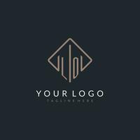 LO initial logo with curved rectangle style design vector