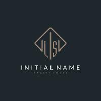 LS initial logo with curved rectangle style design vector