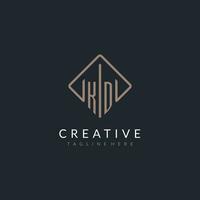 KD initial logo with curved rectangle style design vector