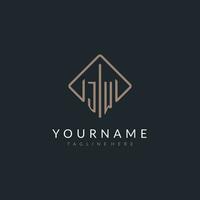 JW initial logo with curved rectangle style design vector