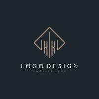 KK initial logo with curved rectangle style design vector