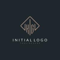 KG initial logo with curved rectangle style design vector