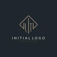 LT initial logo with curved rectangle style design vector