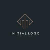 IT initial logo with curved rectangle style design vector